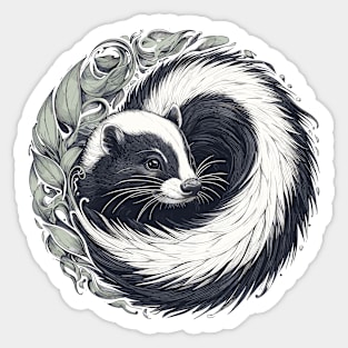 Skunk with floral design Sticker